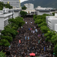 Students attend a school boycott rally at the Chinese University of Hong Kong.